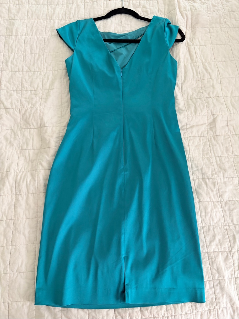Kay Unger Teal Cap-Sleeve Ruched Sheath Dress - Picture 5 of 7